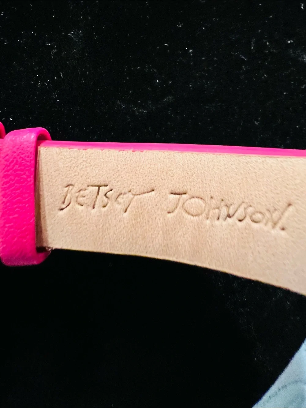 Betsey Johnson Pink Floral Leather Strap Watch with Gold-Tone Case.    EUC